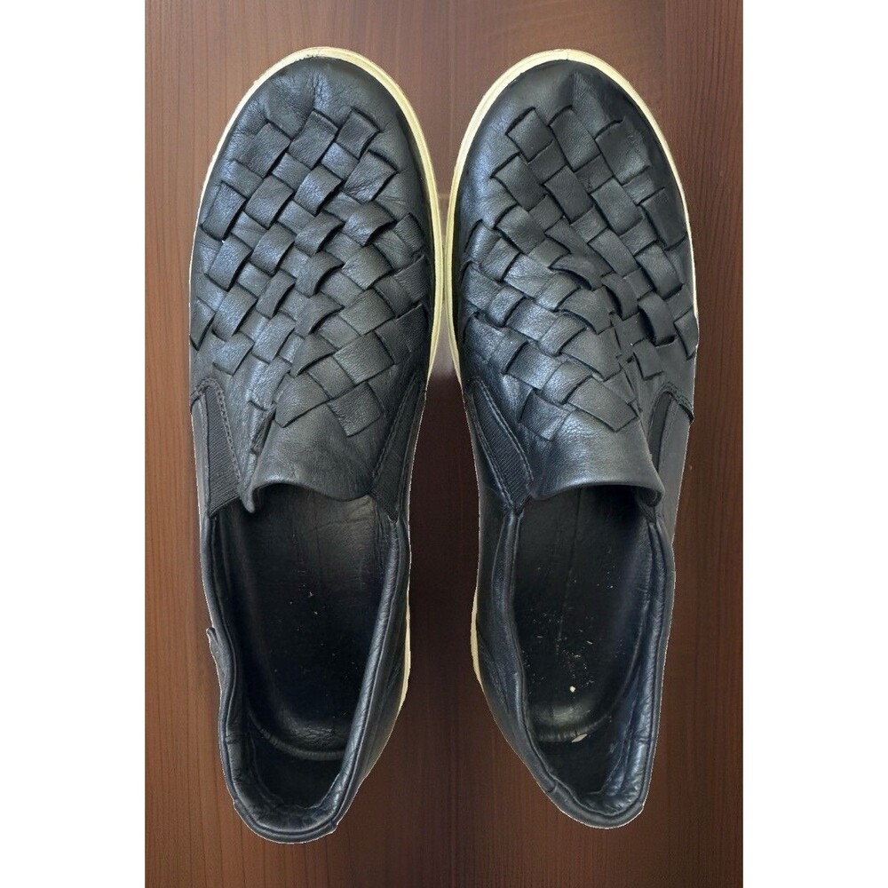ECCO Soft 7 Woven Leather Slip On Sneakers Black Womens Size 9